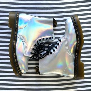 Size 8 Dr Martens 1460 Silver Metallic Lazer Boots